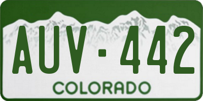 CO license plate AUV442
