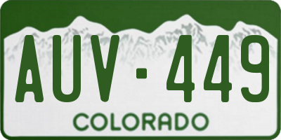CO license plate AUV449