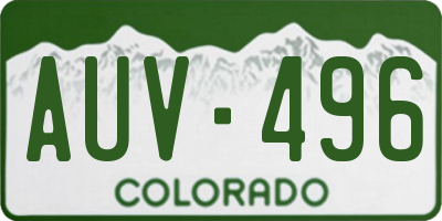 CO license plate AUV496