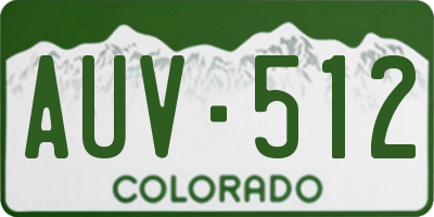 CO license plate AUV512