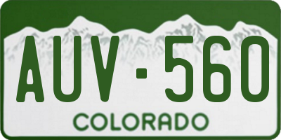 CO license plate AUV560