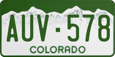 CO license plate AUV578