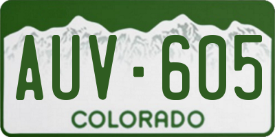 CO license plate AUV605