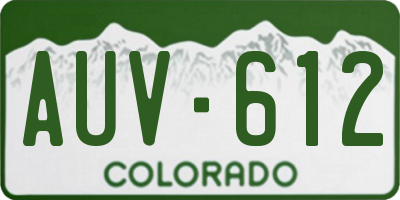 CO license plate AUV612