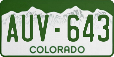 CO license plate AUV643