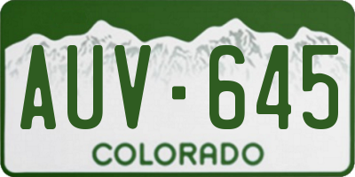 CO license plate AUV645