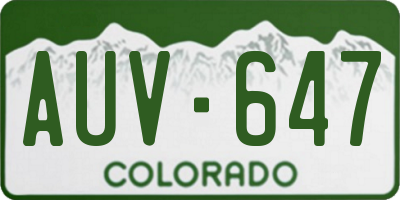 CO license plate AUV647