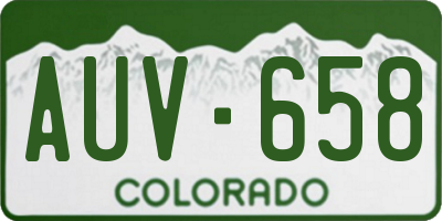 CO license plate AUV658