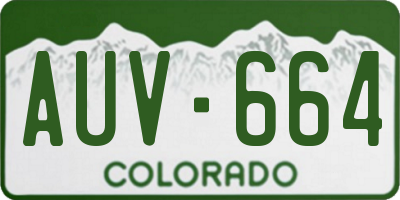 CO license plate AUV664