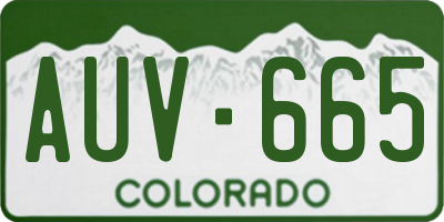 CO license plate AUV665