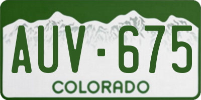 CO license plate AUV675