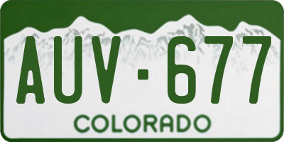 CO license plate AUV677