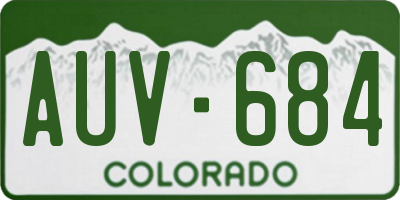 CO license plate AUV684