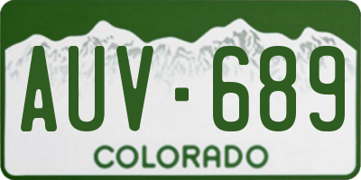 CO license plate AUV689