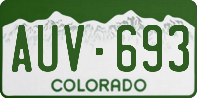 CO license plate AUV693