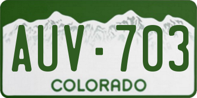 CO license plate AUV703