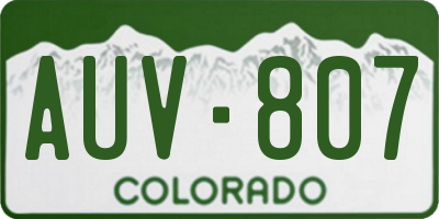 CO license plate AUV807