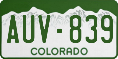 CO license plate AUV839