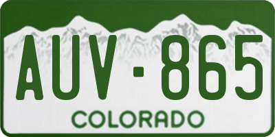 CO license plate AUV865