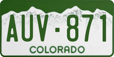 CO license plate AUV871