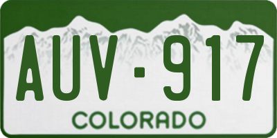 CO license plate AUV917
