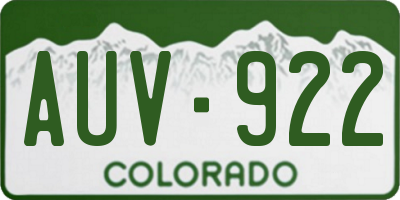 CO license plate AUV922