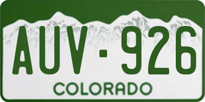 CO license plate AUV926