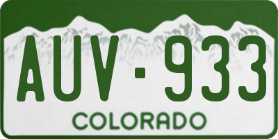 CO license plate AUV933