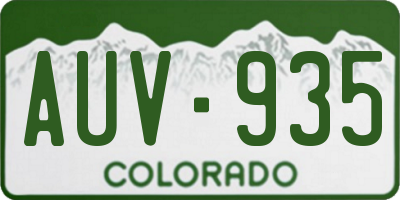 CO license plate AUV935