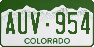 CO license plate AUV954