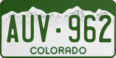 CO license plate AUV962