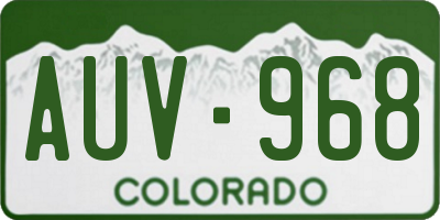 CO license plate AUV968