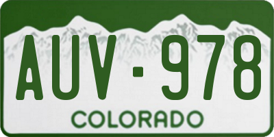 CO license plate AUV978