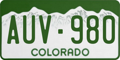 CO license plate AUV980