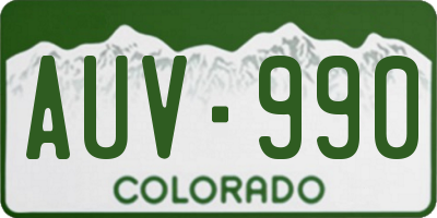 CO license plate AUV990