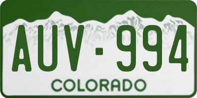 CO license plate AUV994