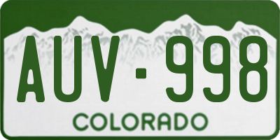 CO license plate AUV998