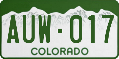 CO license plate AUW017
