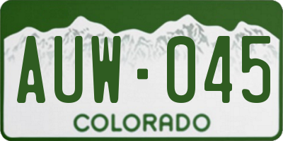 CO license plate AUW045