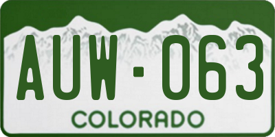 CO license plate AUW063