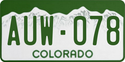 CO license plate AUW078