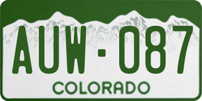 CO license plate AUW087