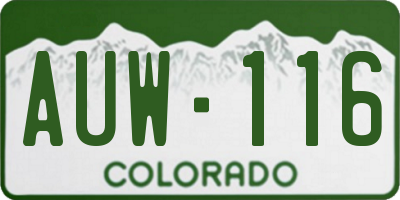 CO license plate AUW116