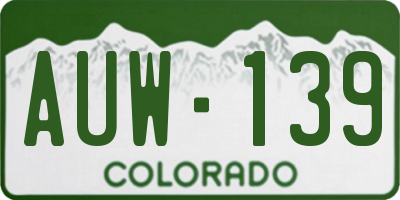 CO license plate AUW139