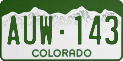 CO license plate AUW143