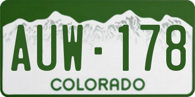 CO license plate AUW178