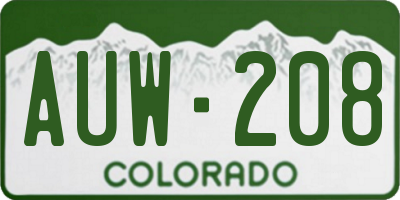 CO license plate AUW208