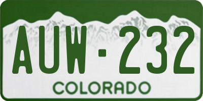 CO license plate AUW232