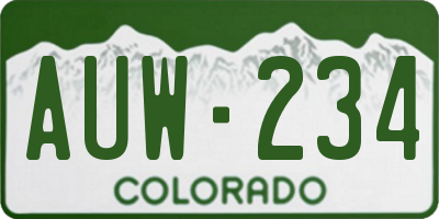 CO license plate AUW234