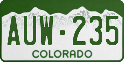 CO license plate AUW235